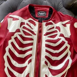 Red leather skeleton Hudson jacket 4XL